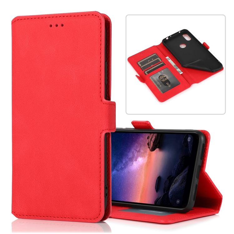 

For Xiaomi Redmi Note 6 Retro Magnetic Closing Clasp Horizontal Flip Leather Case with Holder & Card Slots & Photo Frame & Wallet(Red)