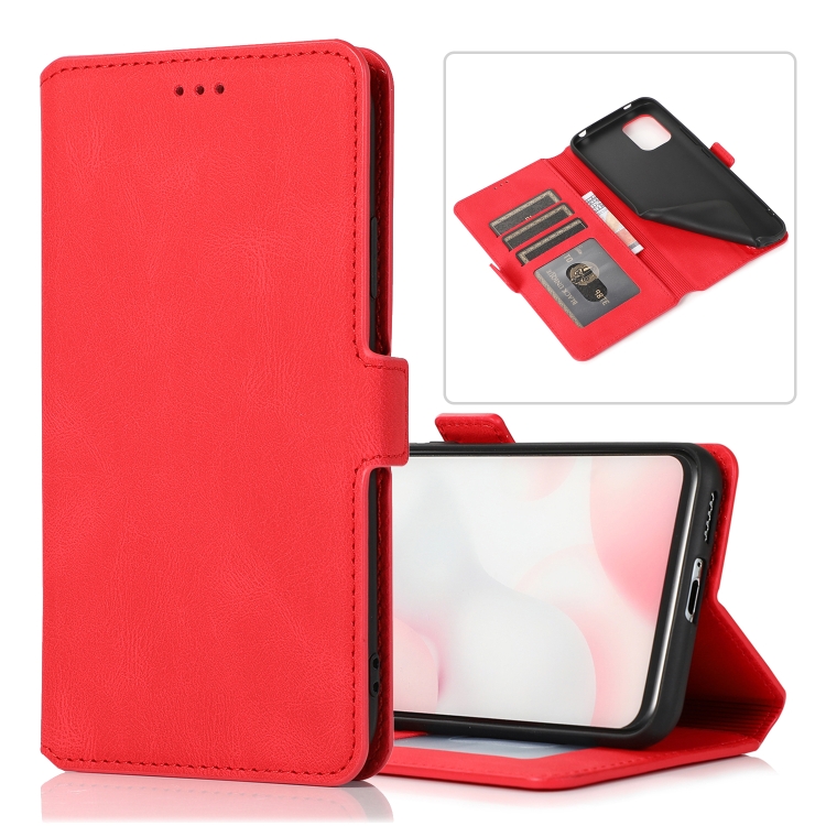

For Xiaomi Mi 10 Lite Retro Magnetic Closing Clasp Horizontal Flip Leather Case with Holder & Card Slots & Photo Frame & Wallet(Red)