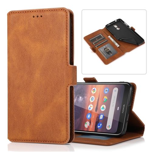 

For Nokia 3.2 Retro Magnetic Closing Clasp Horizontal Flip Leather Case with Holder & Card Slots & Photo Frame & Wallet(Brown)