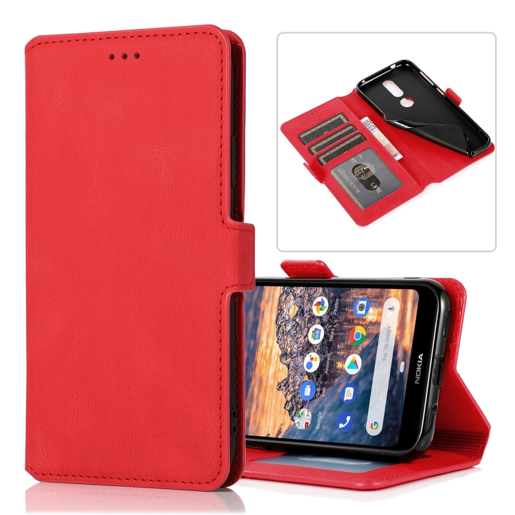 

For Nokia 4.2 Retro Magnetic Closing Clasp Horizontal Flip Leather Case with Holder & Card Slots & Photo Frame & Wallet(Red)