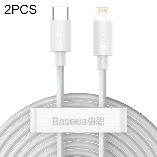 

Baseus 2 PCS / Set Simple Wisdom 1.5m 20W USB-C / Type-C to 8 Pin PD Fast Charging Data Cable(White)