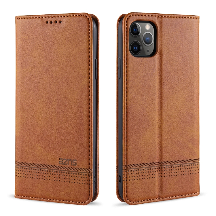 

For iPhone 12 Pro Max AZNS Magnetic Calf Texture Horizontal Flip Leather Case with Card Slots & Holder & Wallet(Light Brown)