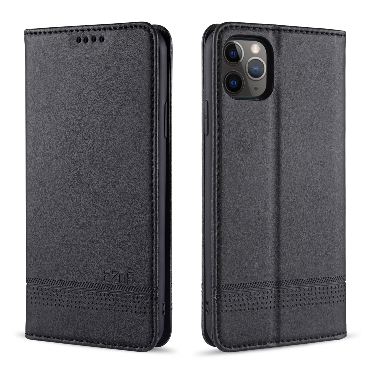 

For iPhone 12 / 12 Pro AZNS Magnetic Calf Texture Horizontal Flip Leather Case with Card Slots & Holder & Wallet(Black)