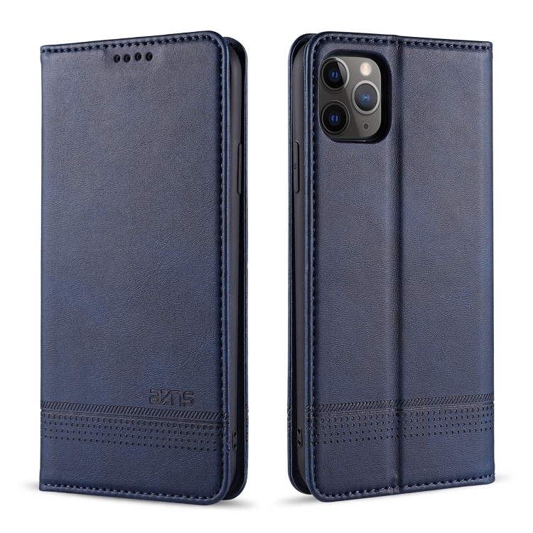 

For iPhone 11 Pro Max AZNS Magnetic Calf Texture Horizontal Flip Leather Case with Card Slots & Holder & Wallet(Dark Blue)
