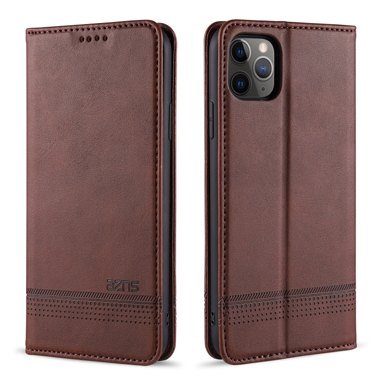 

For iPhone 11 AZNS Magnetic Calf Texture Horizontal Flip Leather Case with Card Slots & Holder & Wallet(Dark Brown)