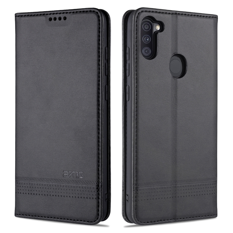 

For Samsung Galaxy A11 AZNS Magnetic Calf Texture Horizontal Flip Leather Case with Card Slots & Holder & Wallet(Black)