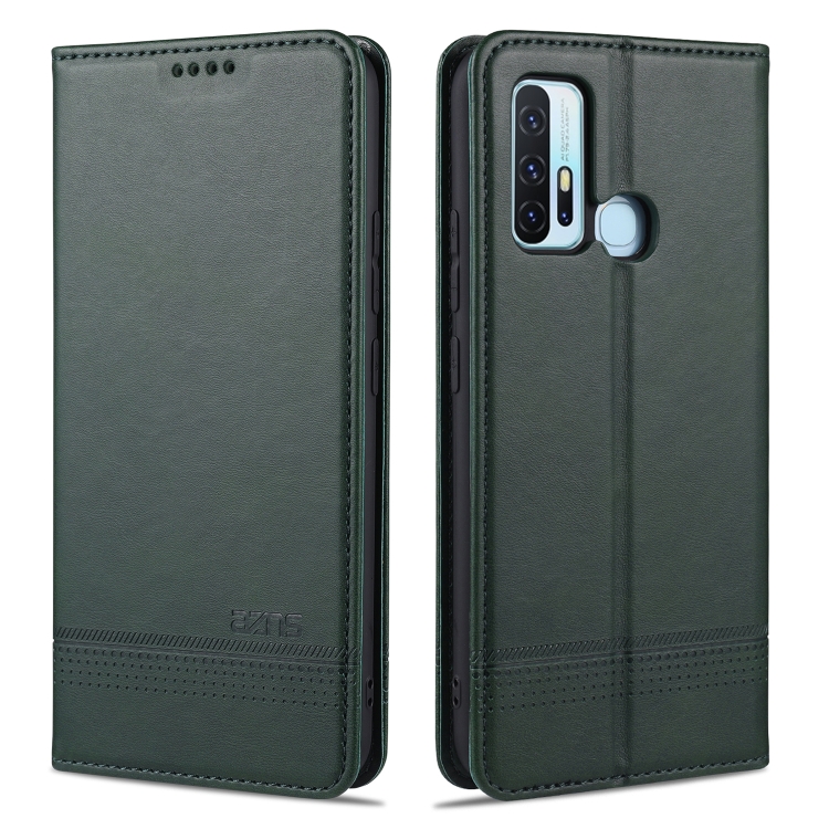 

For vivo Z6 AZNS Magnetic Calf Texture Horizontal Flip Leather Case with Card Slots & Holder & Wallet(Dark Green)