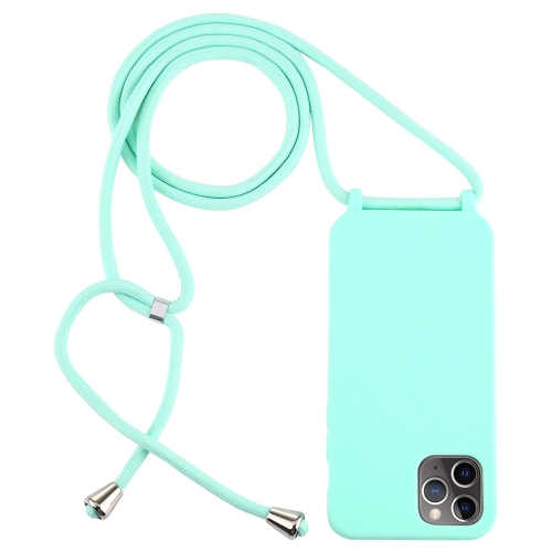 

For iPhone 12 / 12 Pro Candy Colors TPU Protective Case with Lanyard(Mint Green)