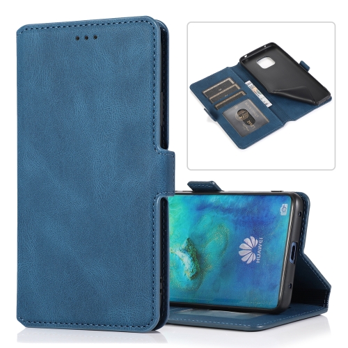 

For Huawei Mate 20 Pro Retro Magnetic Closing Clasp Horizontal Flip Leather Case with Holder & Card Slots & Photo Frame & Wallet(Navy Blue)