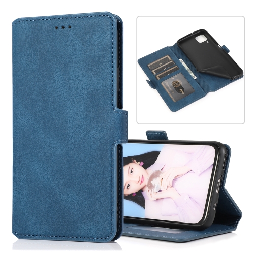 

For Huawei P40 Pro Retro Magnetic Closing Clasp Horizontal Flip Leather Case with Holder & Card Slots & Photo Frame & Wallet(Navy Blue)