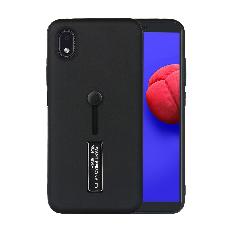 

For Samsung Galaxy A01 Core Oil Feel Shockproof TPU + PC Protective Case with Holder(Black)