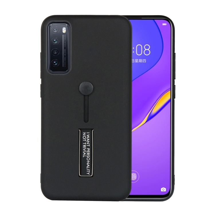 

For Huawei Nova 7 Oil Feel Shockproof TPU + PC Protective Case with Holder(Black)