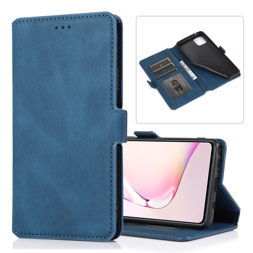 

For Samsung Galaxy Note 10 Lite Retro Magnetic Closing Clasp Horizontal Flip Leather Case with Holder & Card Slots & Photo Frame & Wallet(Navy Blue)