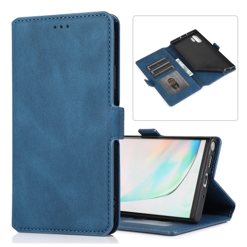 

For Samsung Galaxy Note 10 Plus Retro Magnetic Closing Clasp Horizontal Flip Leather Case with Holder & Card Slots & Photo Frame & Wallet(Navy Blue)