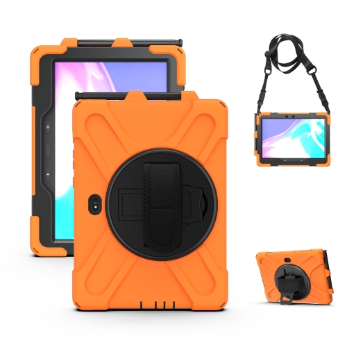 

For Samsung Galaxy Tab Active Pro T540 / T545 Shockproof Colorful Silicone + PC Protective Case with Holder & Hand Grip Strap(Orange)