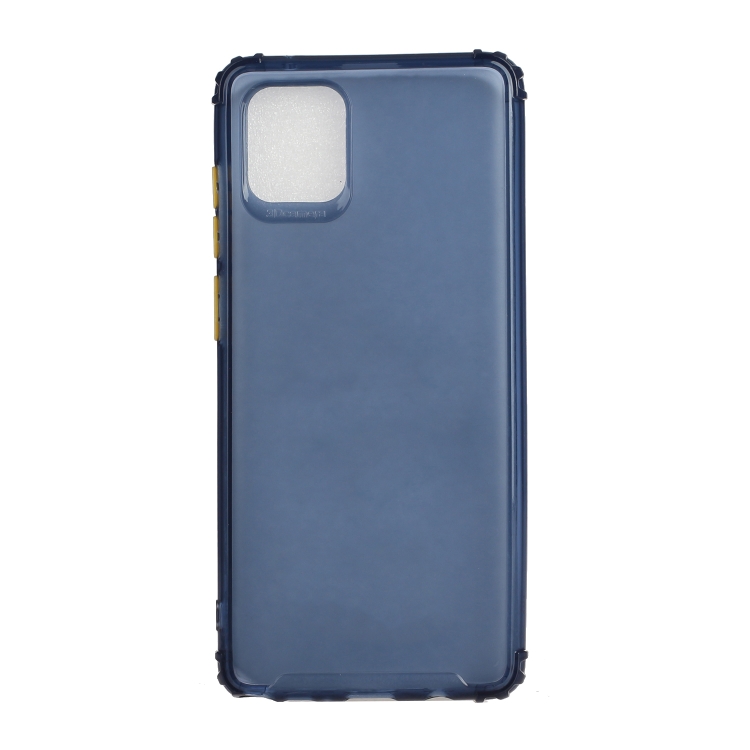 

For Samsung Galaxy A81 Color Button Translucent Frosted TPU Four-corner Airbag Shockproof Case(Navy Blue)