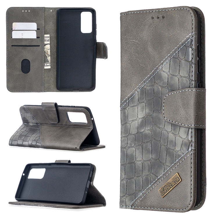 

For Samsung Galaxy S20 FE 5G / S20 Lite Matching Color Crocodile Texture Horizontal Flip PU Leather Case with Wallet & Holder & Card Slots(Grey)