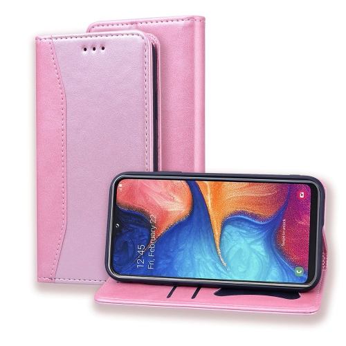 

For Samsung Galaxy A20e Business Stitching Horizontal Flip Leather Case with Double Folding & Bracket & Card Slots & Photo Frame & Wallet(Rose Gold)