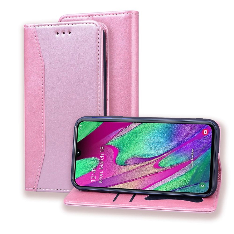

For Samsung Galaxy A40 Business Stitching Horizontal Flip Leather Case with Double Folding & Bracket & Card Slots & Photo Frame & Wallet(Rose Gold)