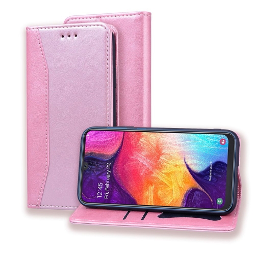 

For Samsung Galaxy A50s / A50 / A30s Business Stitching Horizontal Flip Leather Case with Double Folding & Bracket & Card Slots & Photo Frame & Wallet(Rose Gold)