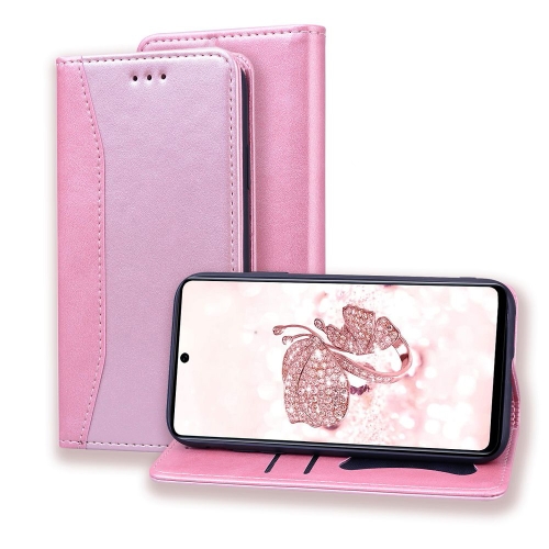 

For Samsung Galaxy A51 Business Stitching Horizontal Flip Leather Case with Double Folding & Bracket & Card Slots & Photo Frame & Wallet(Rose Gold)