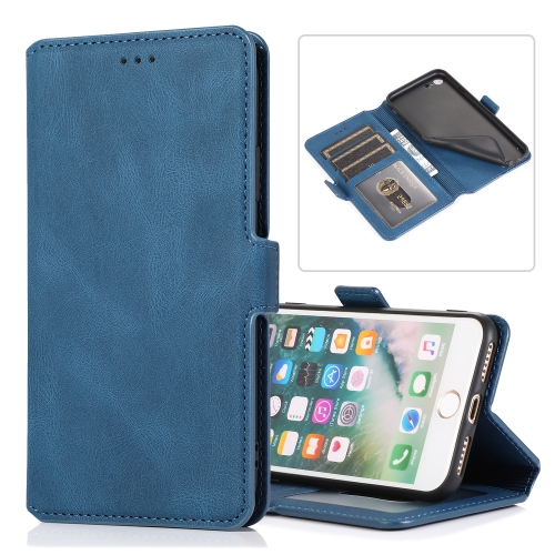 

For iPhone SE 2020 / 8 / 7 Retro Magnetic Closing Clasp Horizontal Flip Leather Case with Holder & Card Slots & Photo Frame & Wallet(Navy Blue)