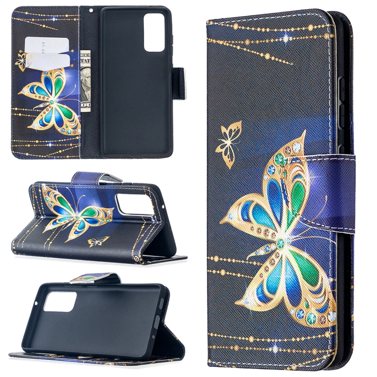 

For Samsung Galaxy S20 FE 5G / S20 Lite Colored Drawing Pattern Horizontal Flip Leather Case with Holder & Card Slots & Wallet(Big Butterfly)