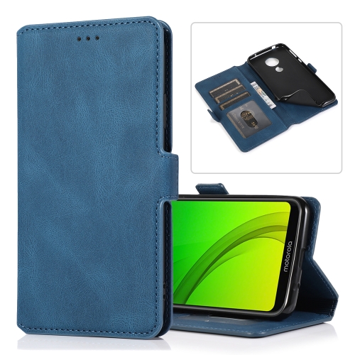 

For Motorola Moto G7 Power(EU Version) Retro Magnetic Closing Clasp Horizontal Flip Leather Case with Holder & Card Slots & Photo Frame & Wallet(Navy Blue)