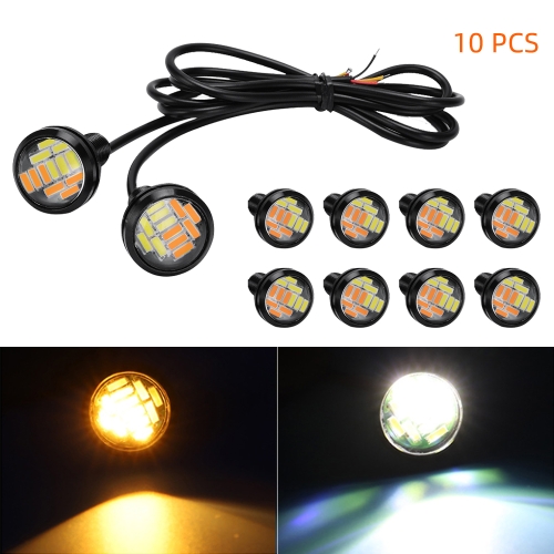 

10 PCS 23mm 12LEDs SMD-4014 DC9-80V Motorcycle Eagle Eye Light(White and Yellow Light)