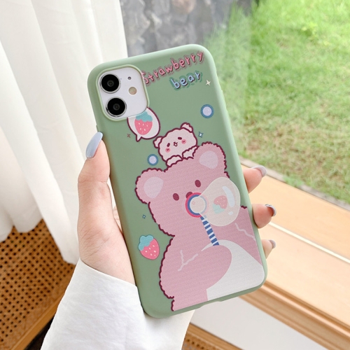

For iPhone 11 Pro Max Cartoon Pattern TPU Protective Case(Bear)