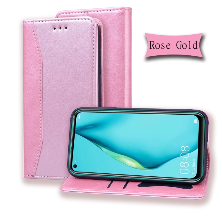 

For Huawei Nova 6 SE Business Stitching Horizontal Flip Leather Case with Double Folding & Bracket & Card Slots & Photo Frame & Wallet(Rose Gold)