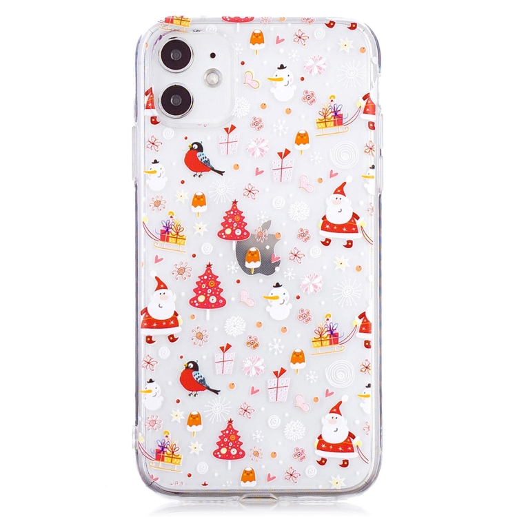 

For iPhone 11 Pro Christmas Pattern TPU Protective Case(Snowman Bird)