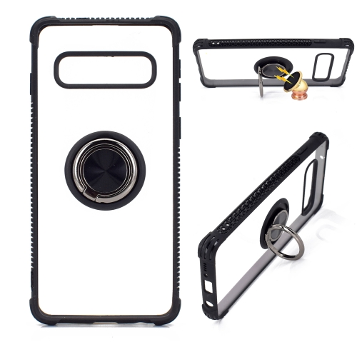 

For Samsung Galaxy S10 Plus Full Coverage Rugged Shockproof TPU + PC Case with 360 Degree Rotation Ring Holder(Black)
