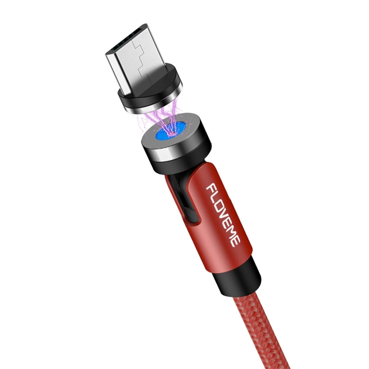 

FLOVEME YXF212901 2.1A Micro USB 360 Degree Rotation Braided Magnetic Charging Cable, Length: 1m(Red)