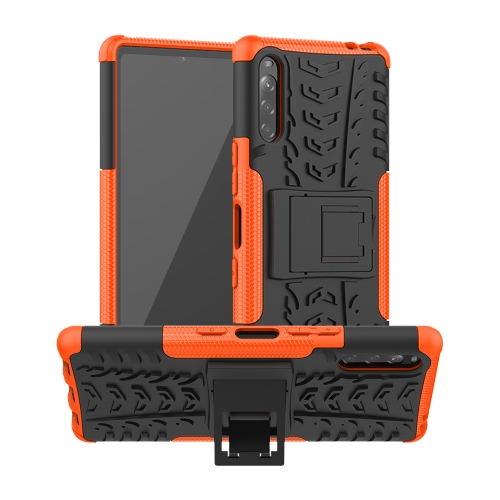 

For Sony Xperia L4 Tire Texture Shockproof TPU + PC Protective Case with Holder(Orange)