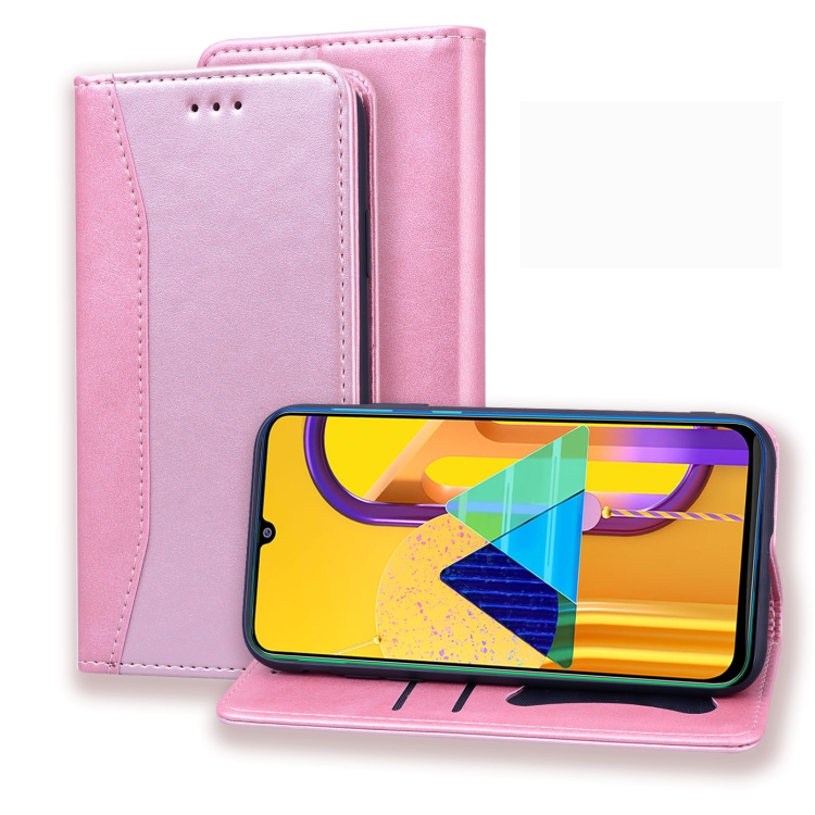 

For Samsung Galaxy M30S Business Stitching Horizontal Flip Leather Case with Double Folding & Bracket & Card Slots & Photo Frame & Wallet(Rose Gold)