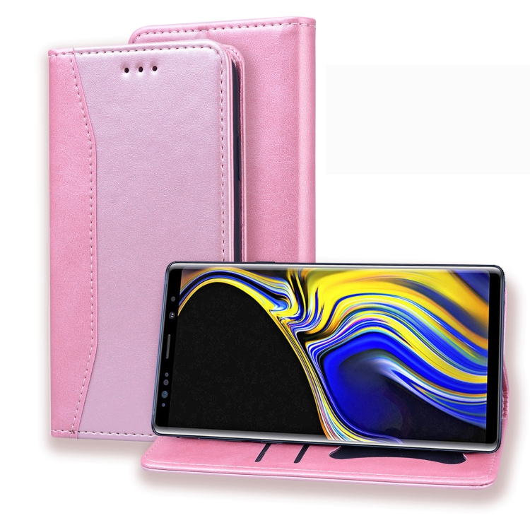 

For Samsung Galaxy Note 9 Business Stitching Horizontal Flip Leather Case with Double Folding & Bracket & Card Slots & Photo Frame & Wallet(Rose Gold)