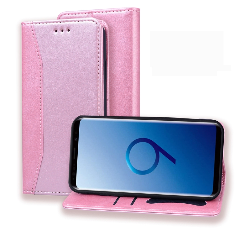 

For Samsung Galaxy S9+ Business Stitching Horizontal Flip Leather Case with Double Folding & Bracket & Card Slots & Photo Frame & Wallet(Rose Gold)