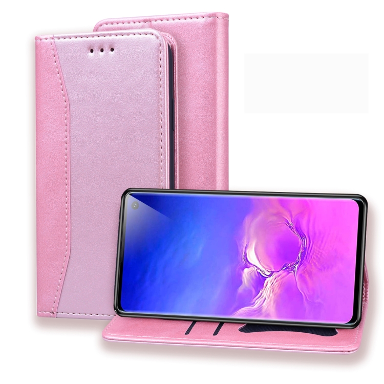 

For Samsung Galaxy S10 Business Stitching Horizontal Flip Leather Case with Double Folding & Bracket & Card Slots & Photo Frame & Wallet(Rose Gold)