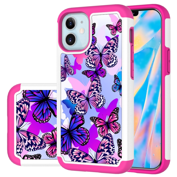 

For iPhone 12 Coloured Drawing Pattern PU Skinny + TPU Protective Case(Butterfly)