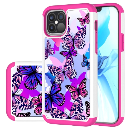

For iPhone 12 Max / Pro Coloured Drawing Pattern PU Skinny + TPU Protective Case(Butterfly)