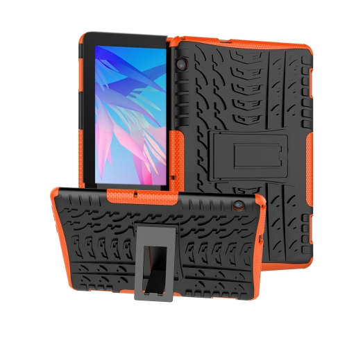 

For Huawei MediaPad T5 Tire Texture Shockproof TPU + PC Protective Case with Holder(Orange)