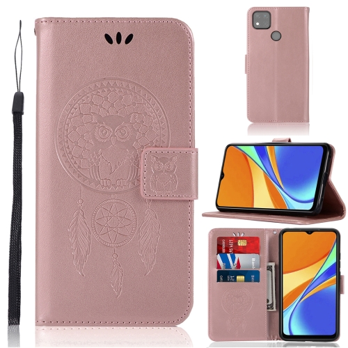 

For Xiaomi Redmi 9C Wind Chime Owl Embossing Pattern Horizontal Flip Leather Case with Holder & Card Slots & Wallet(Rose Gold)