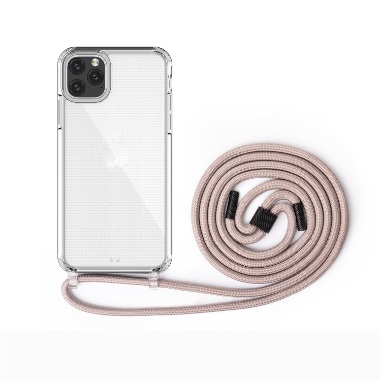 

For iPhone 11 PC+TPU Transparent All-inclusive Acrylic 2-in-1 Shockproof Phone Protective Case with Lanyard(Apricot)