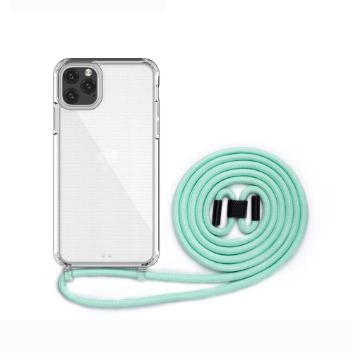 

For iPhone 11 PC+TPU Transparent All-inclusive Acrylic 2-in-1 Shockproof Phone Protective Case with Lanyard(Mint Green)