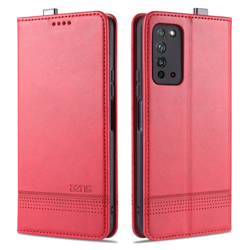 

For Huawei Honor X10 AZNS Magnetic Calf Texture Horizontal Flip Leather Case with Card Slots & Holder & Wallet(Red)