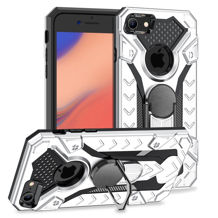 

For iPhone SE 2020 / 8 / 7 Armor Knight Series 2 in 1 PC + TPU Protective Case with Ring Holder(Silver)