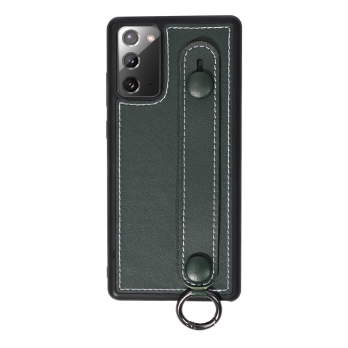 

For Samsung Galaxy S20 Plus Top Layer Cowhide Shockproof Protective Case with Wrist Strap Bracket(Green)