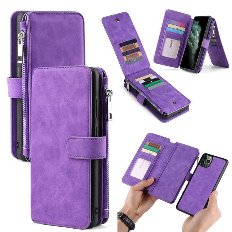 

For iPhone 11 Pro Max MEGSHI 007 Series Multifunction 2 in 1 PC+TPU Horizontal Flip Leather Case with Bracket & Card Slots & Photo Frame & Wallet(Purple)