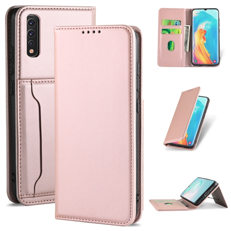 

For Samsung Galaxy A81 Strong Magnetism Shockproof Horizontal Flip Liquid Feel Leather Case with Holder & Card Slots & Wallet(Rose Gold)